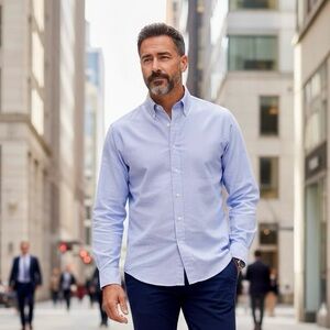 POLO BY RALPH LAUREN~Mens Blue Pinstripe Dress Shirt~Regent Custom Fit~17-36/37